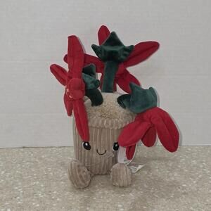 Linzy Toys Plush Plant Pal in a pot w Red Flowers stuffed toy Soft NWT